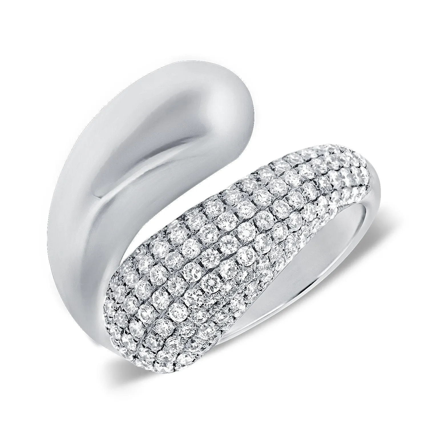 14k gold 1.07 Carats diamond bypass ring, Available in White, Rose and Yellow Gold