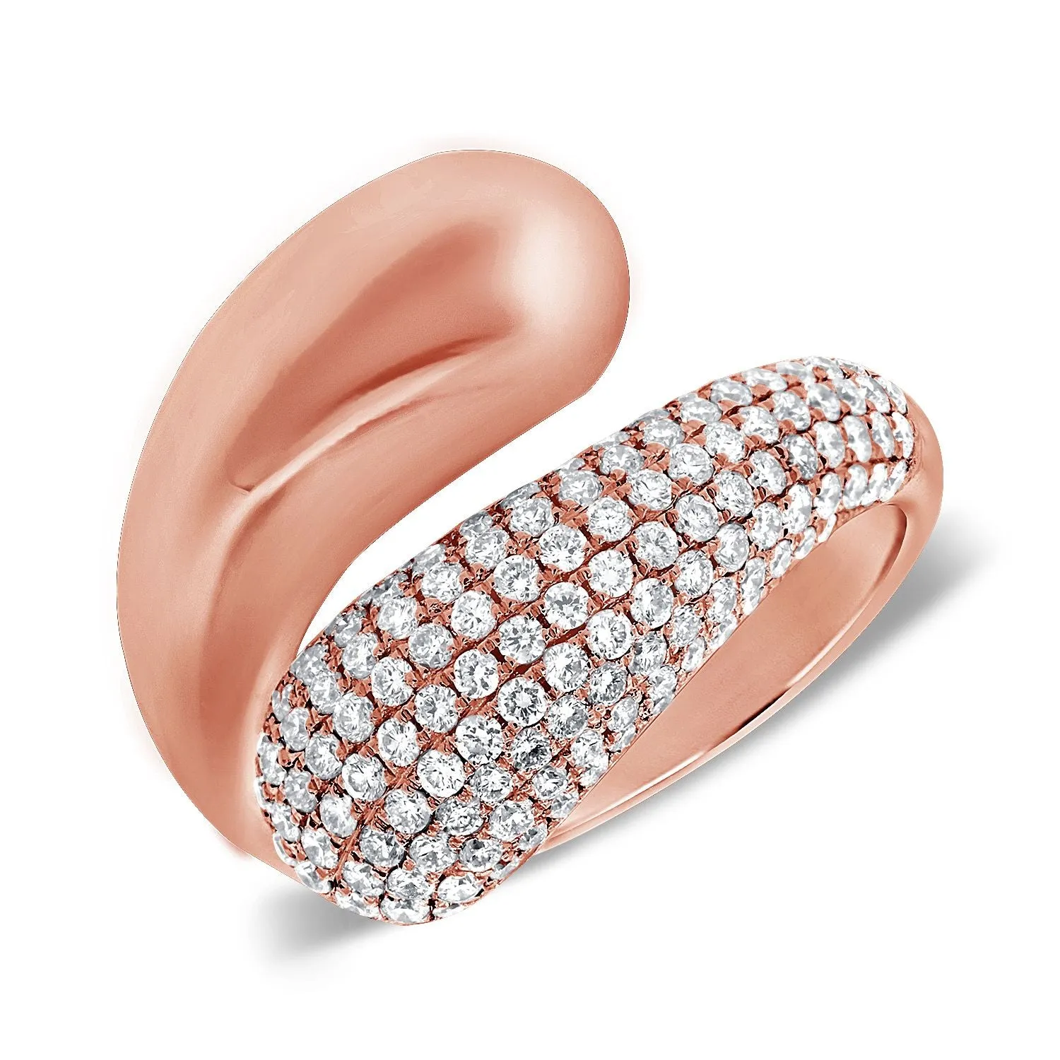 14k gold 1.07 Carats diamond bypass ring, Available in White, Rose and Yellow Gold