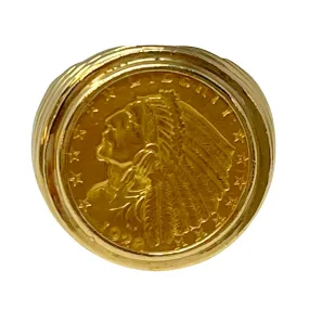 14K Gold $2.5 Dollar 1928 Indian Head Coin Men's Ring