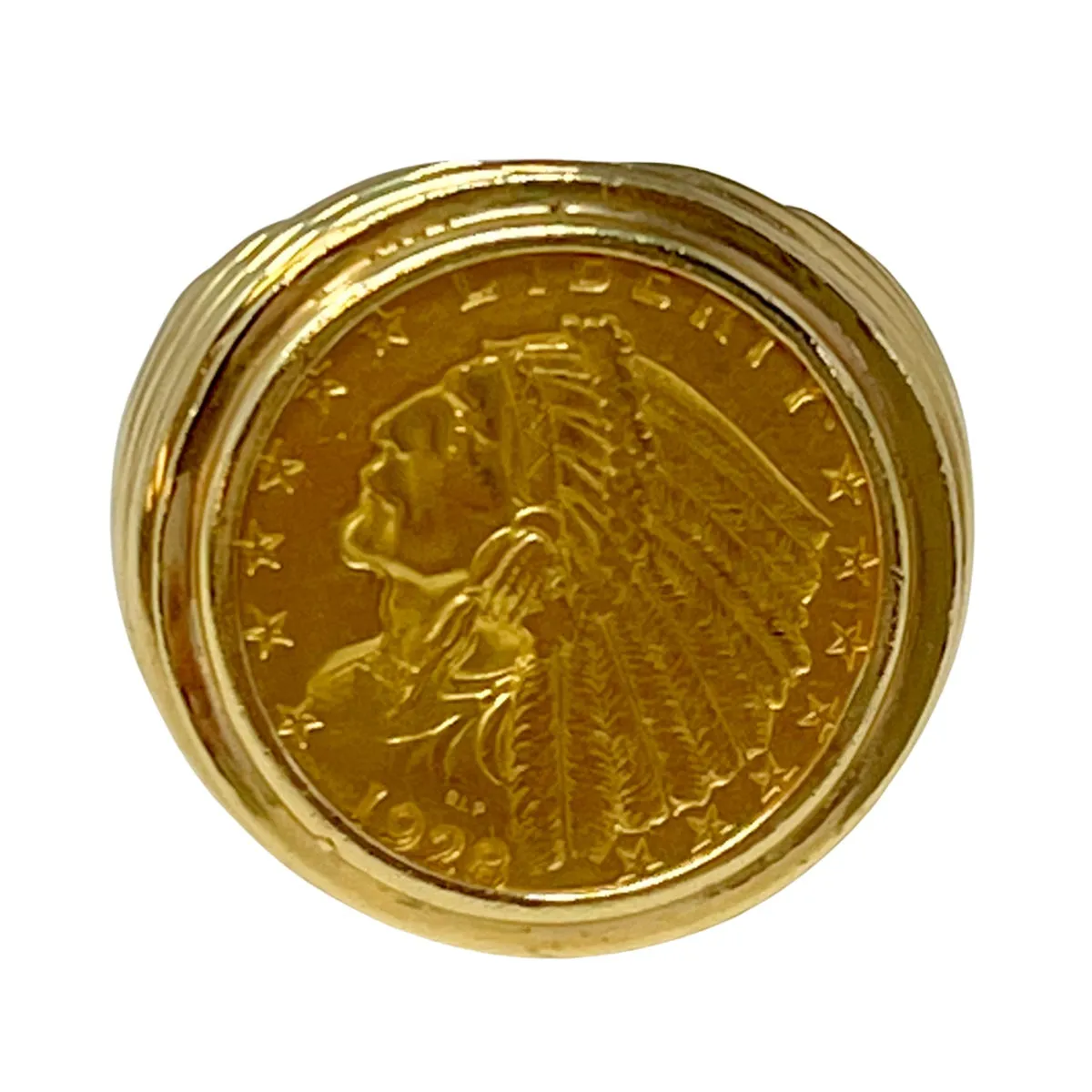 14K Gold $2.5 Dollar 1928 Indian Head Coin Men's Ring
