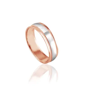14K PINK/WHITE GOLD POLISH/DOME 6MM WEDDING BAND
