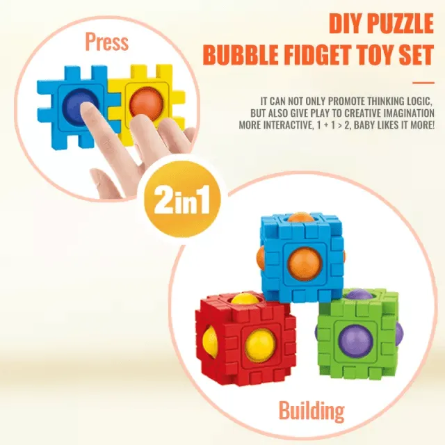 2 In1 Blocks Puzzle Toy   Fidget Bubbles