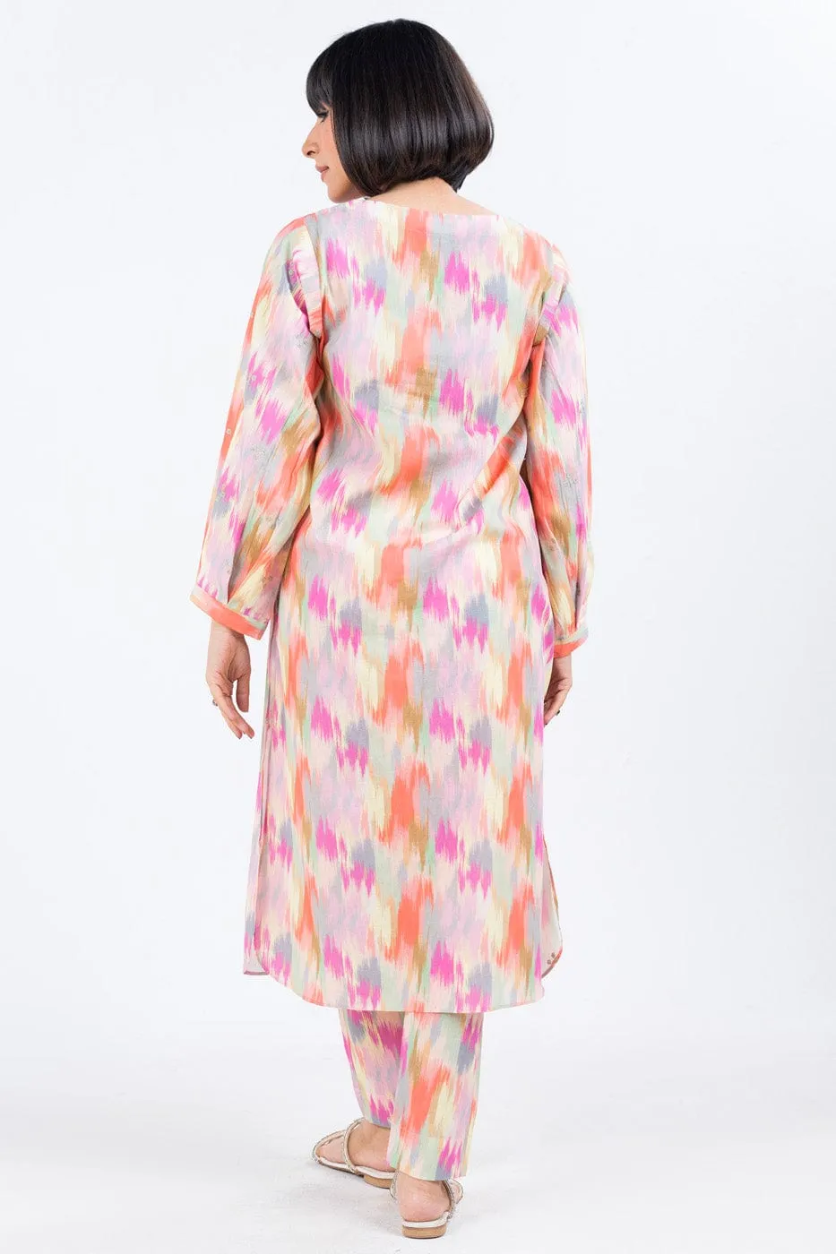 2 Pc Embroidered Slub Outfit