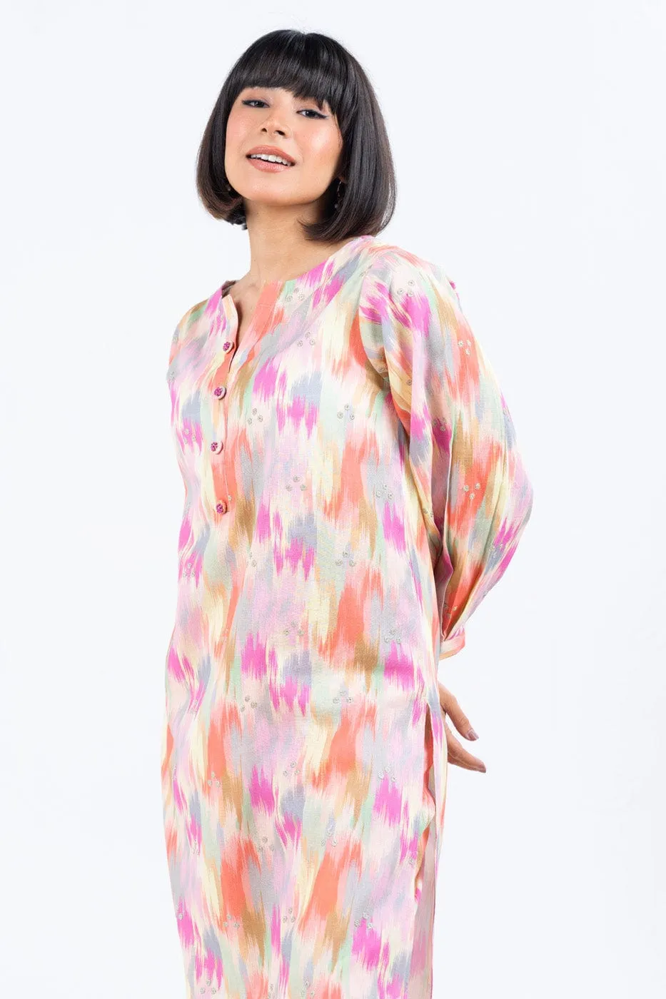 2 Pc Embroidered Slub Outfit