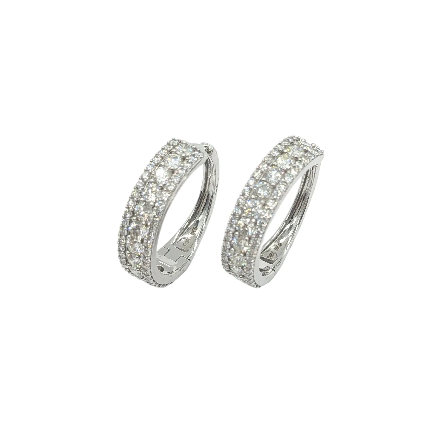 4 Carat 3 Row Diamond Hoop Earrings