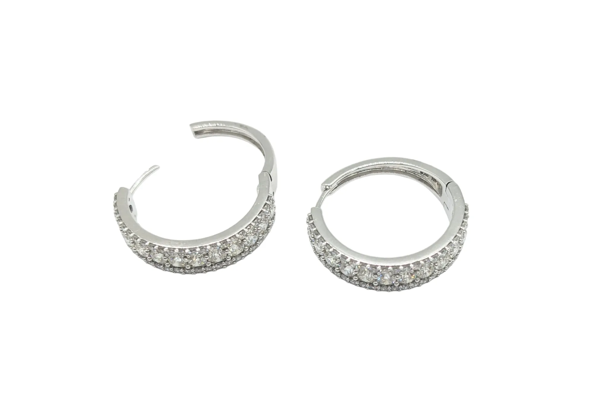 4 Carat 3 Row Diamond Hoop Earrings