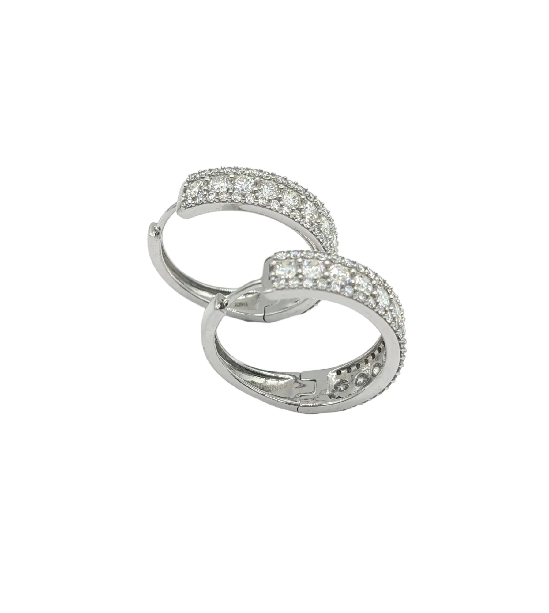 4 Carat 3 Row Diamond Hoop Earrings