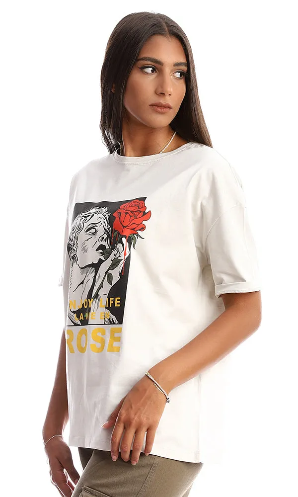 94863 Feminine Printing Light Grey Summer Tee
