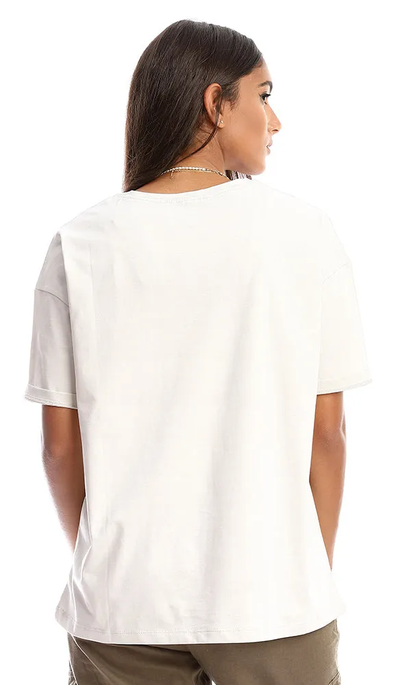 94863 Feminine Printing Light Grey Summer Tee