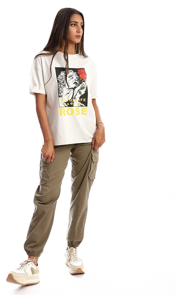 94863 Feminine Printing Light Grey Summer Tee