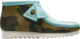 A Bathing Ape x Wallabee Light Blue Camo Sneakers, blue