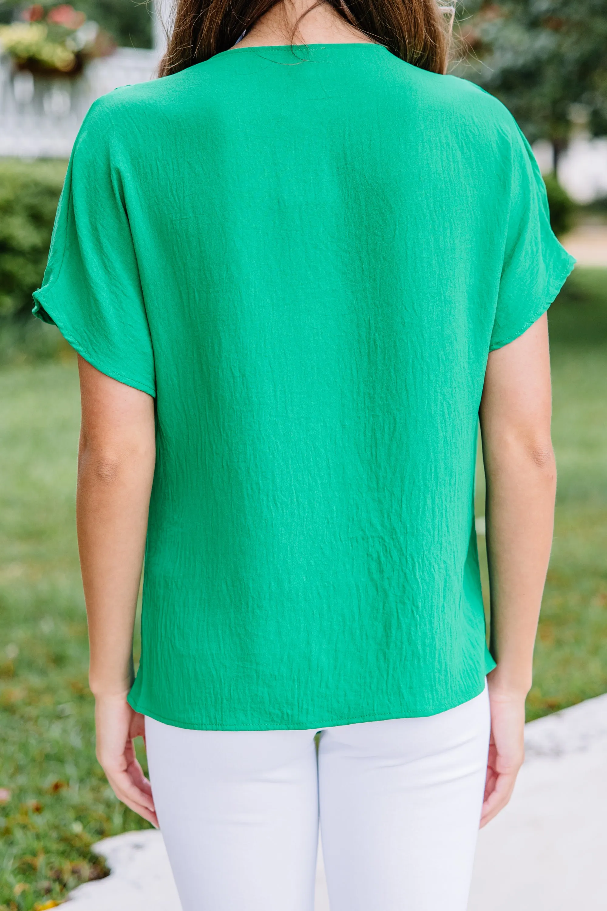 All For You Kelly Green Cowl Neck Blouse