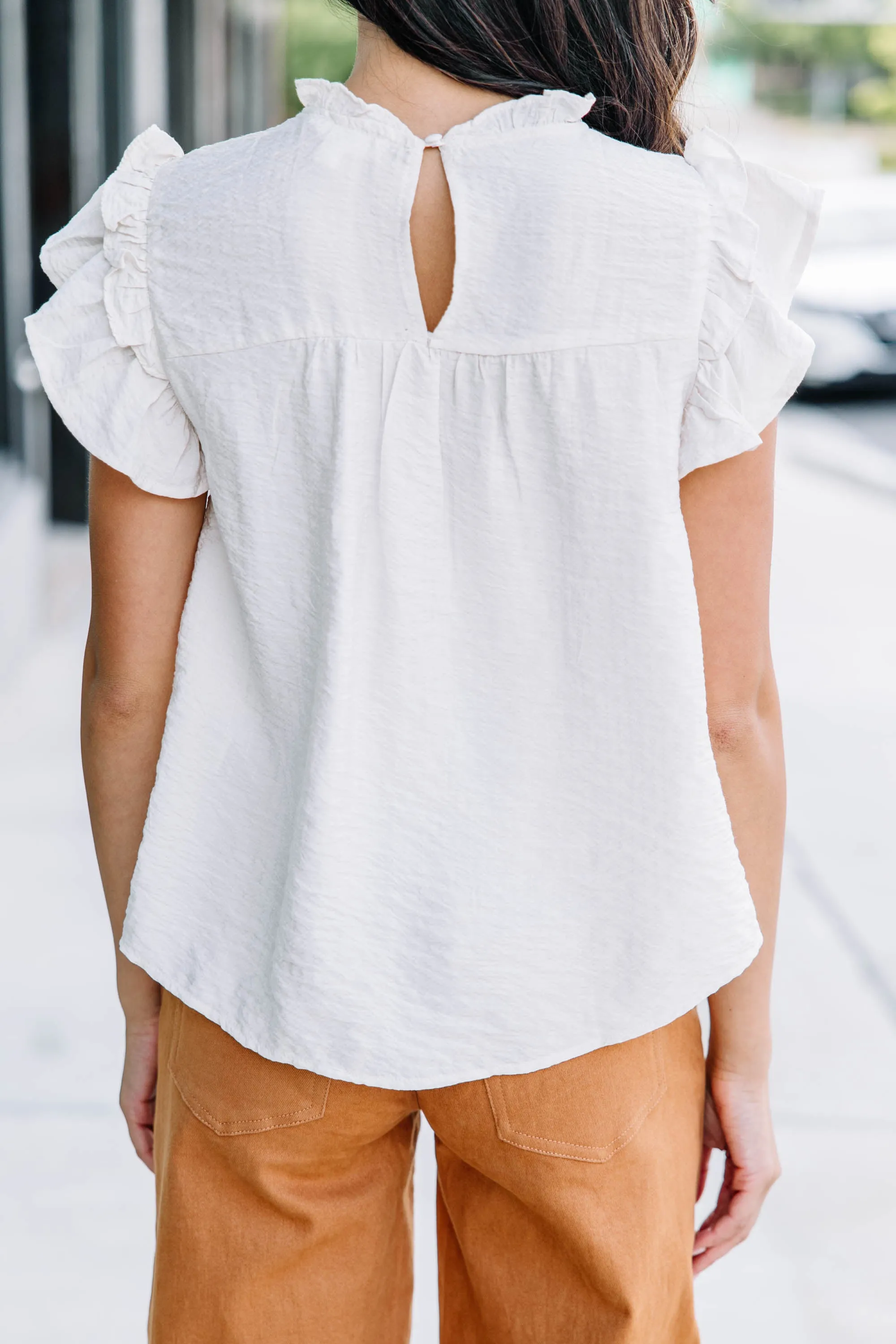 All The Fun Cream White Lace Blouse