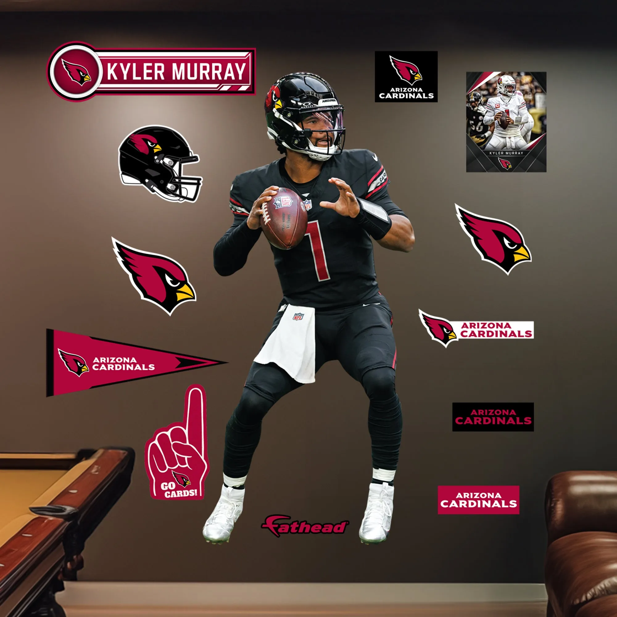 Arizona Cardinals: Kyler Murray Black Jersey        - Officially Licensed NFL Removable     Adhesive Decal