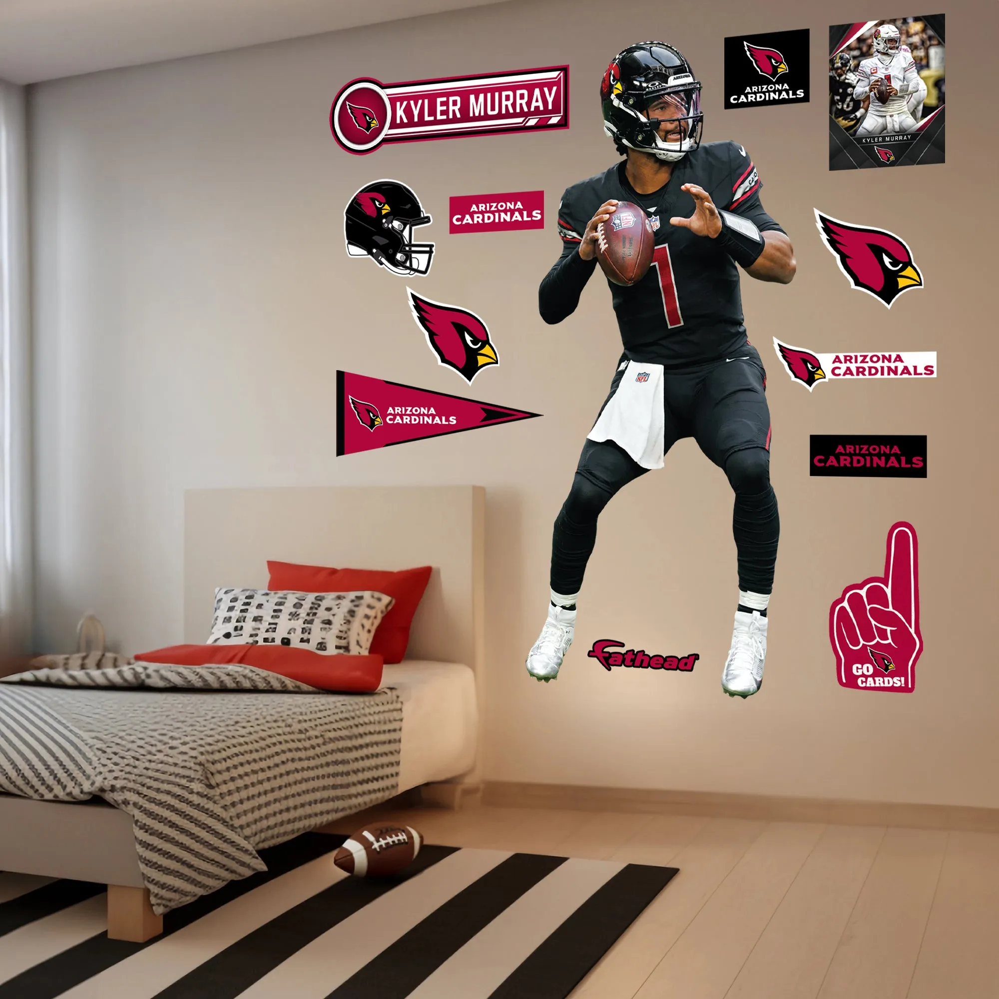 Arizona Cardinals: Kyler Murray Black Jersey        - Officially Licensed NFL Removable     Adhesive Decal