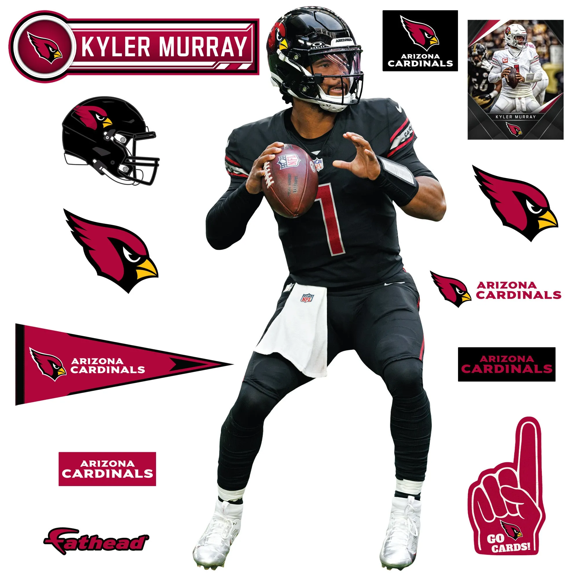 Arizona Cardinals: Kyler Murray Black Jersey        - Officially Licensed NFL Removable     Adhesive Decal