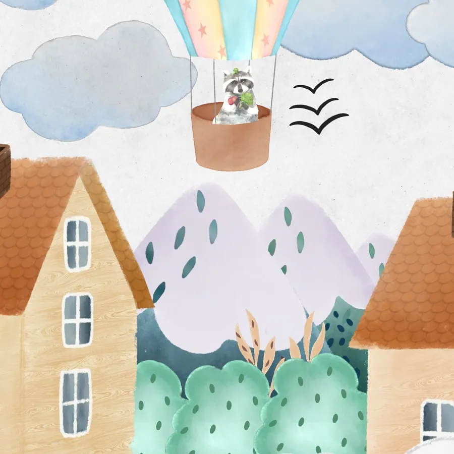 Around the Town, Cute Train Wallpaper Design for Kids, Customised