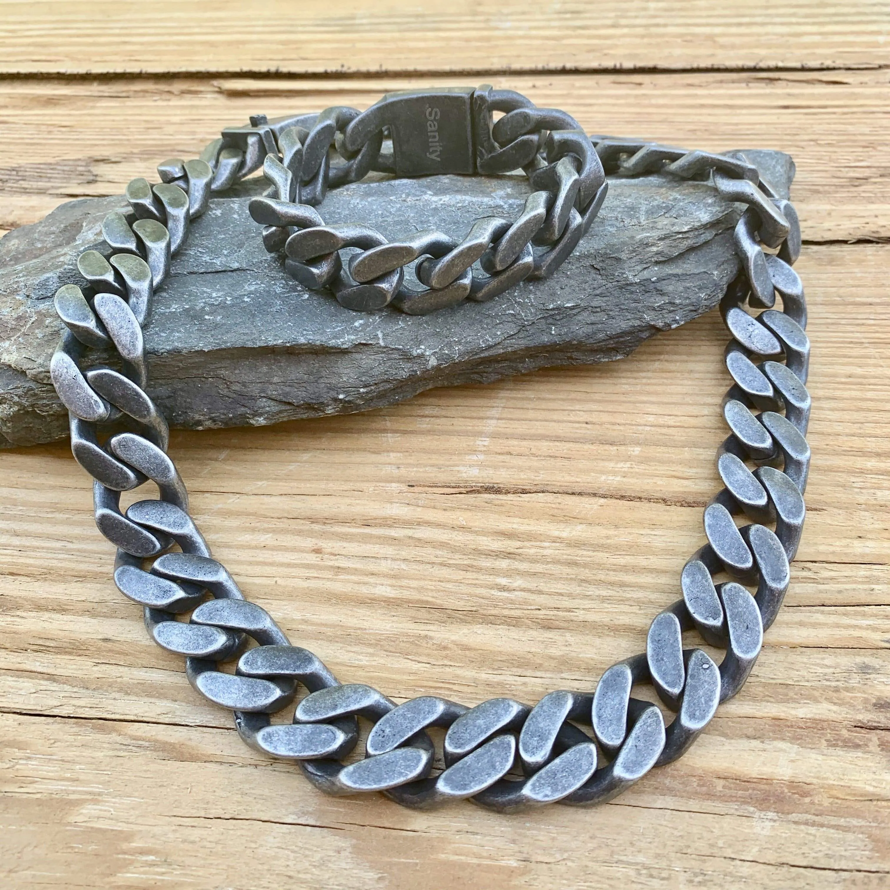 Bagger Necklace - "EASY BIKER" - Galvanized - 3/4 Inch wide #1122N(Bracelet not included)