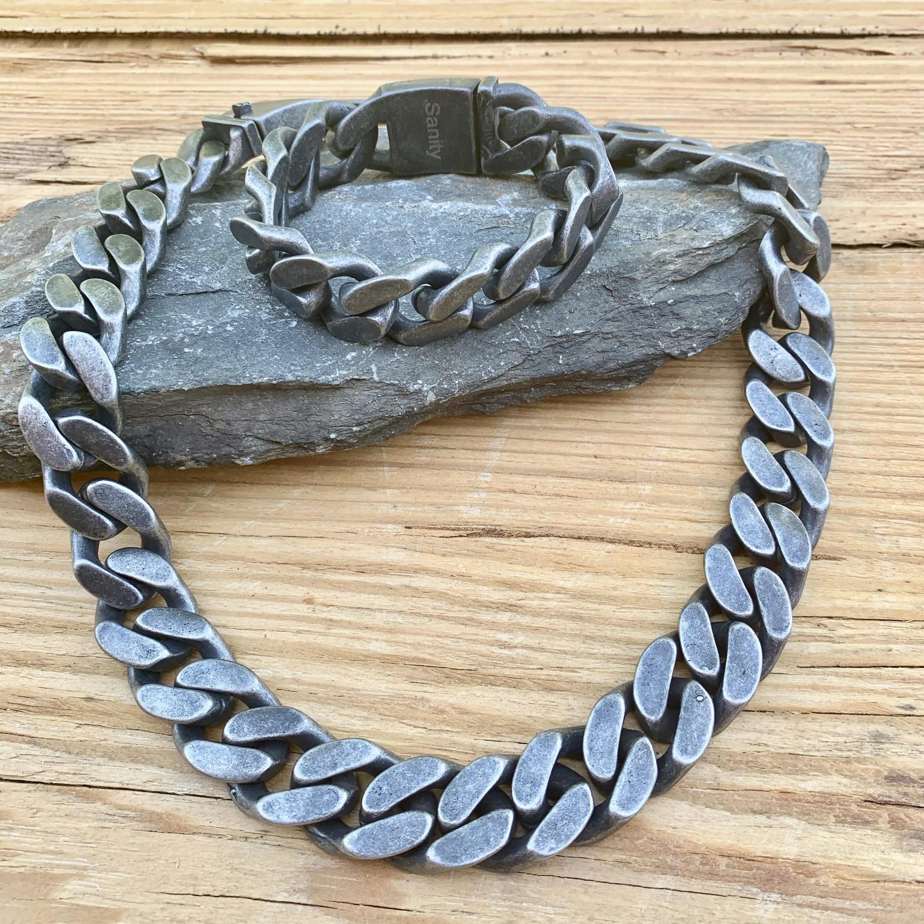 Bagger Necklace - "EASY BIKER" - Galvanized - 3/4 Inch wide #1122N(Bracelet not included)