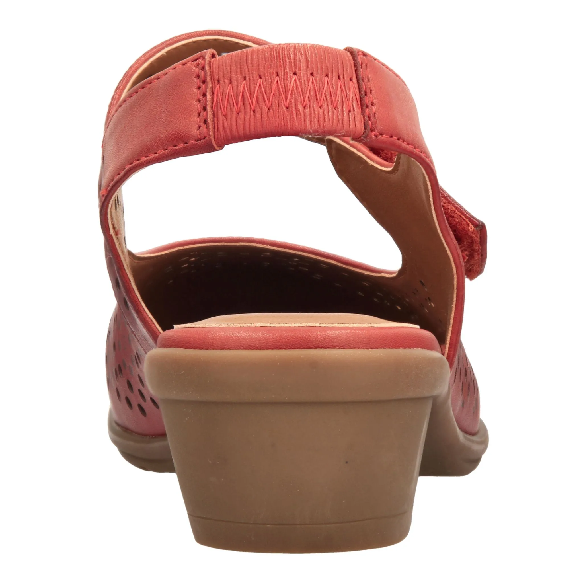 Barani Chestnut Leather Heeled Sandals (Short, Perforated)