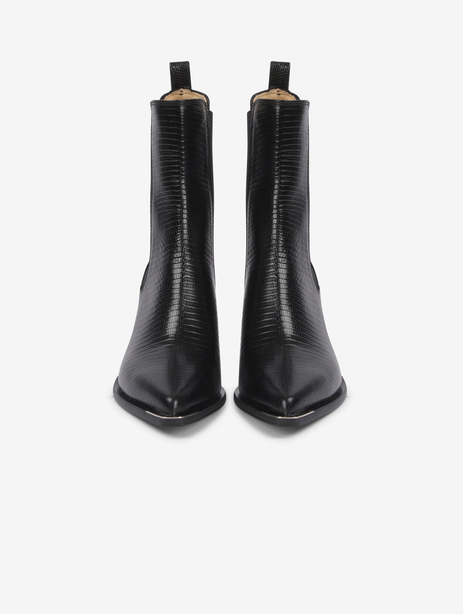 boots élastiquées en lézard noir