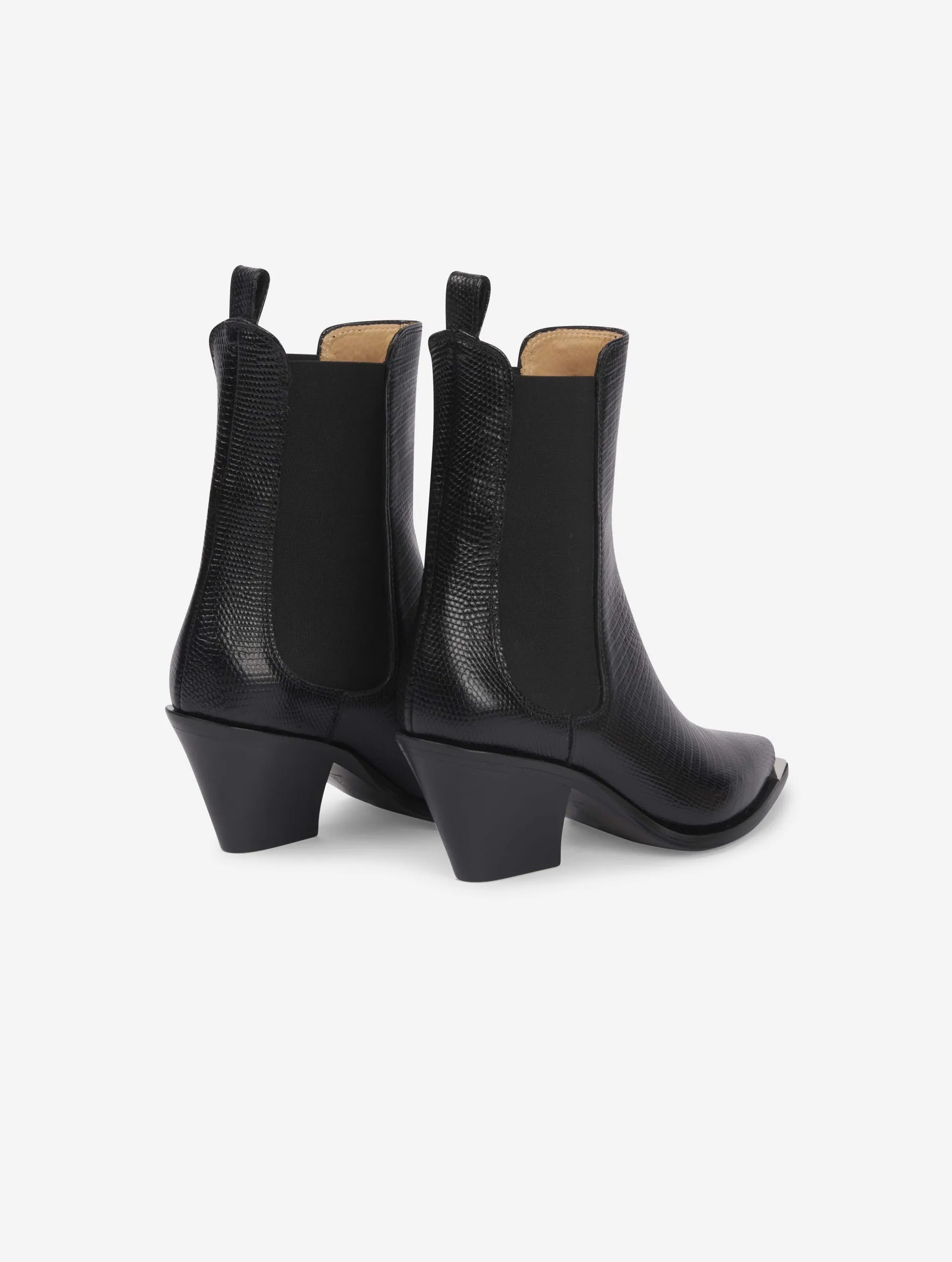 boots élastiquées en lézard noir