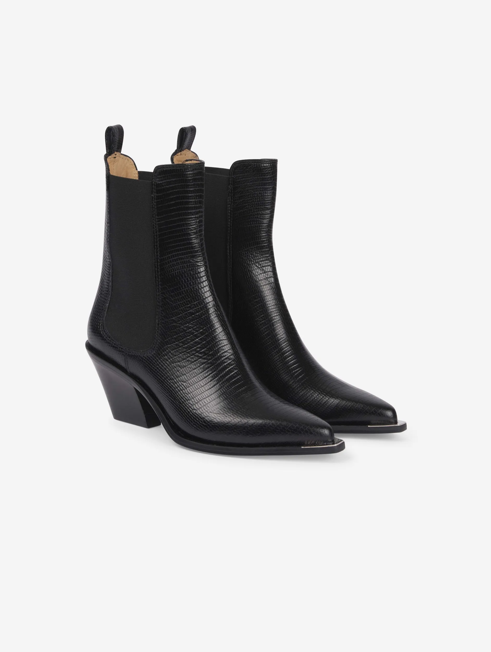 boots élastiquées en lézard noir
