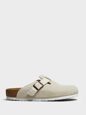 Boston Suede and Canvas Sandals in Eggshell