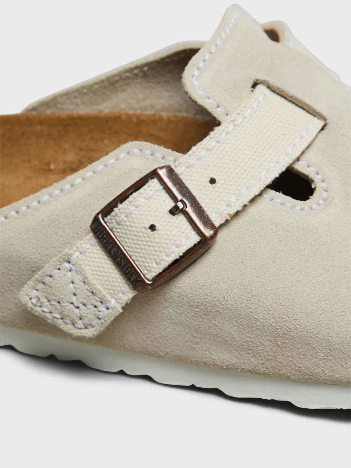 Boston Suede and Canvas Sandals in Eggshell
