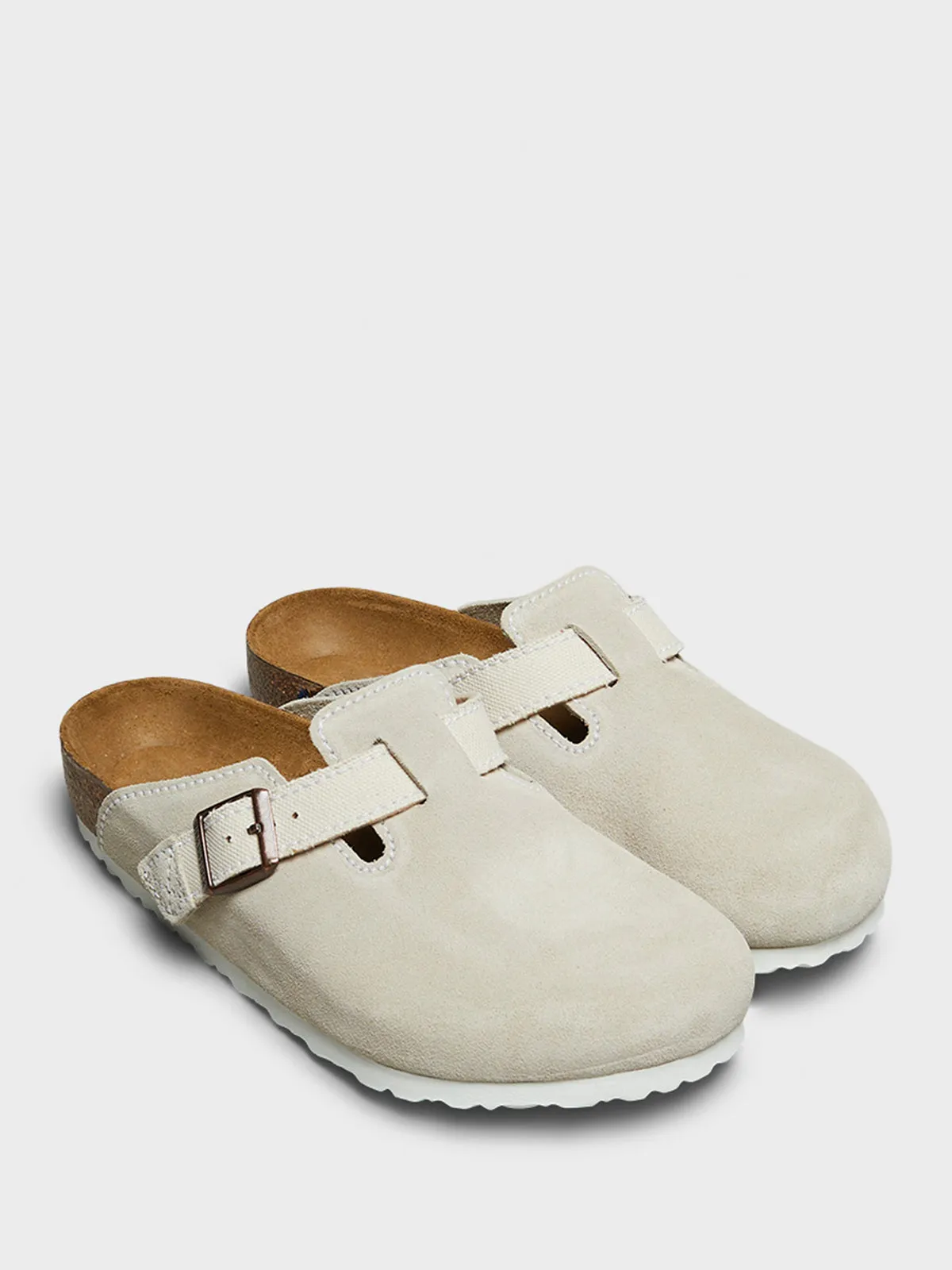 Boston Suede and Canvas Sandals in Eggshell