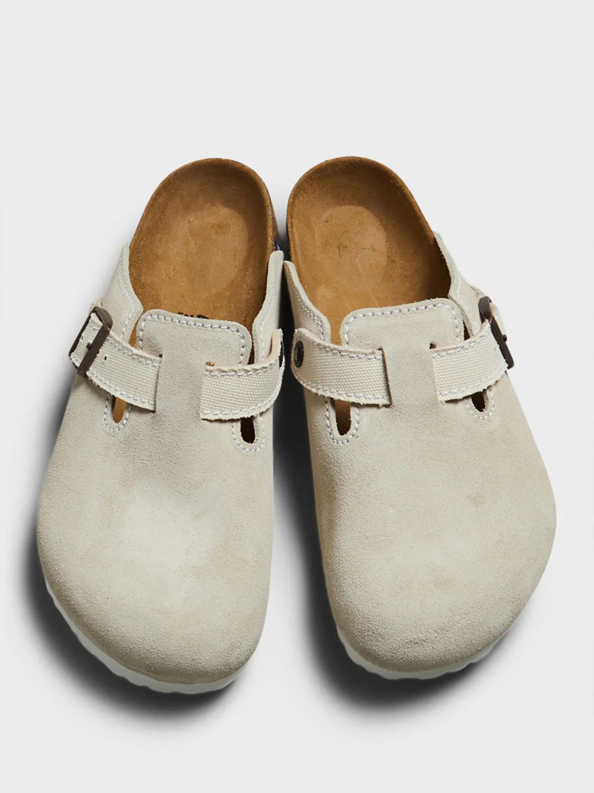 Boston Suede and Canvas Sandals in Eggshell