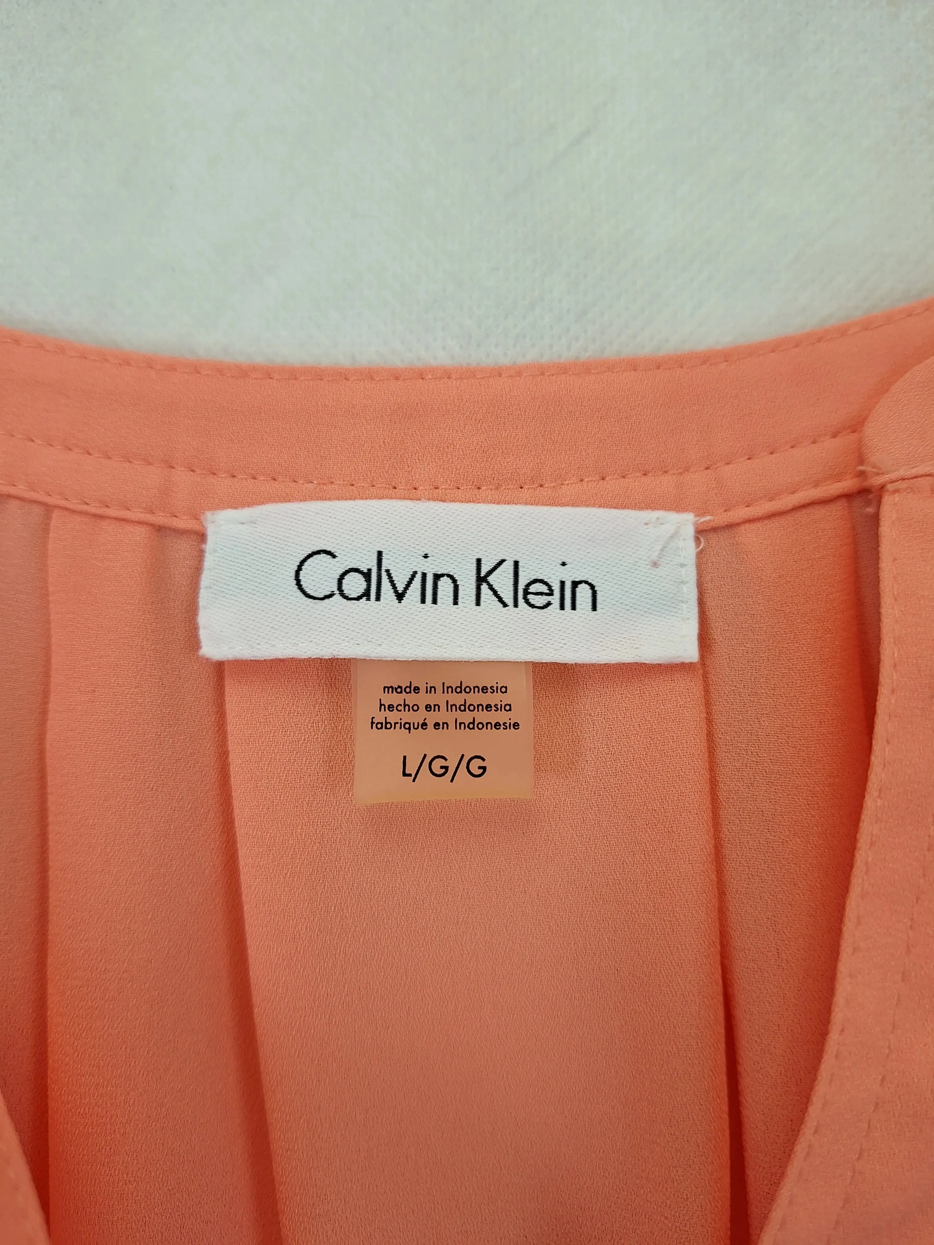 Calvin Klein Coral Feminine Summer Work Blouse Size L