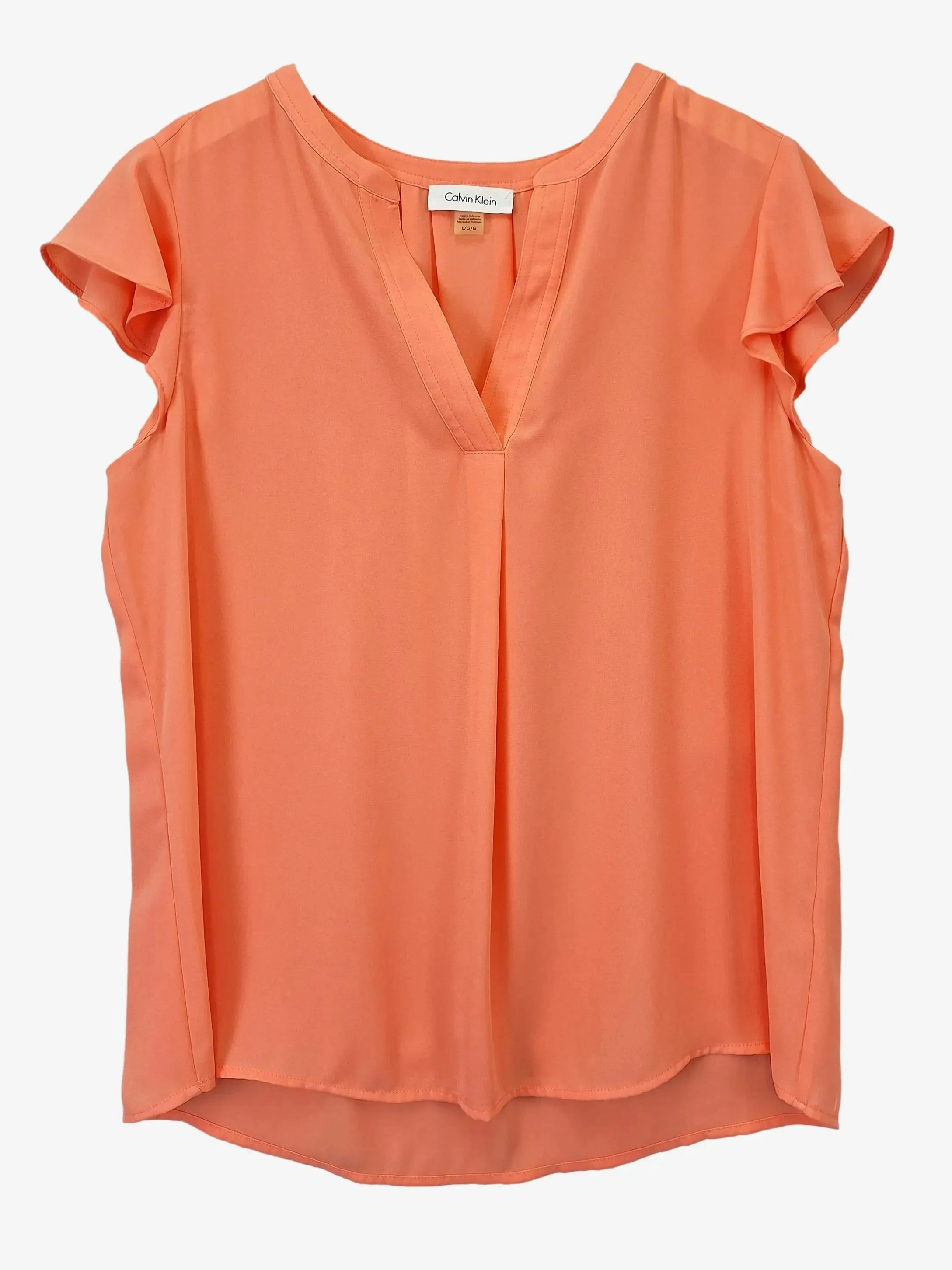 Calvin Klein Coral Feminine Summer Work Blouse Size L