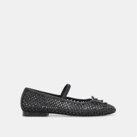 CARIN RAFFIA BALLET FLATS ONYX RAFFIA