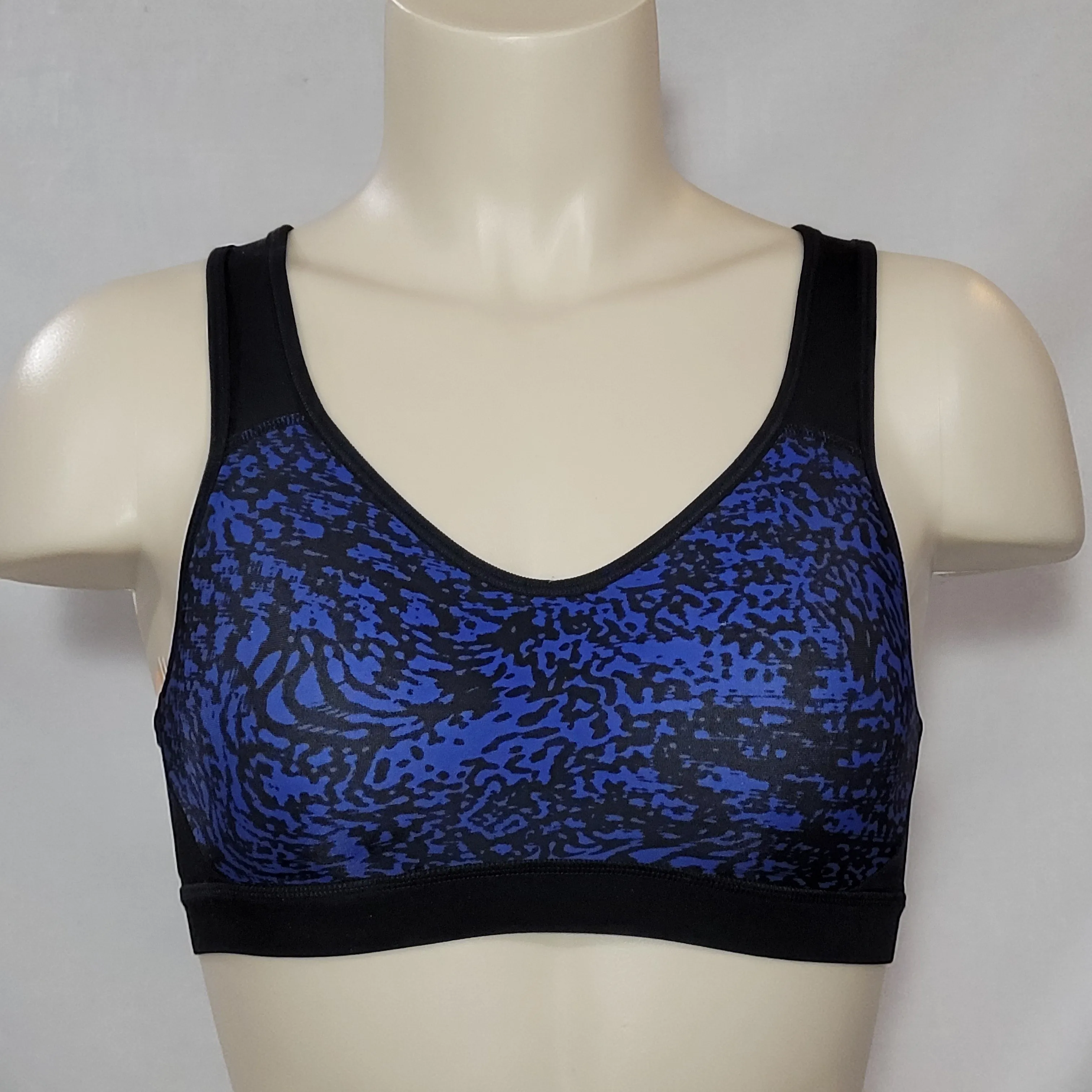 Champion N9554 Concealing Petals Wire Free Sports Bra XS X-SMALL Blue Black NWT