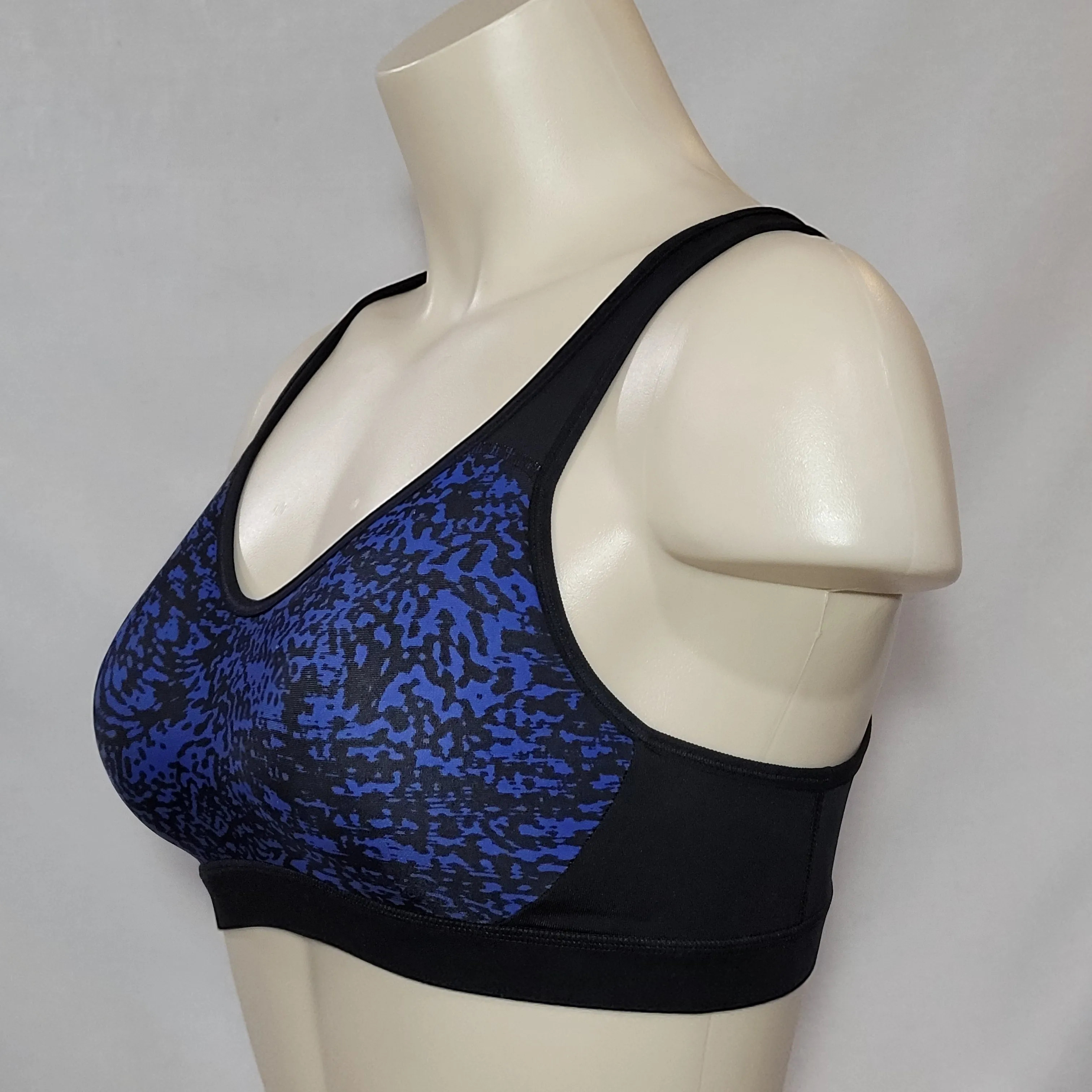 Champion N9554 Concealing Petals Wire Free Sports Bra XS X-SMALL Blue Black NWT