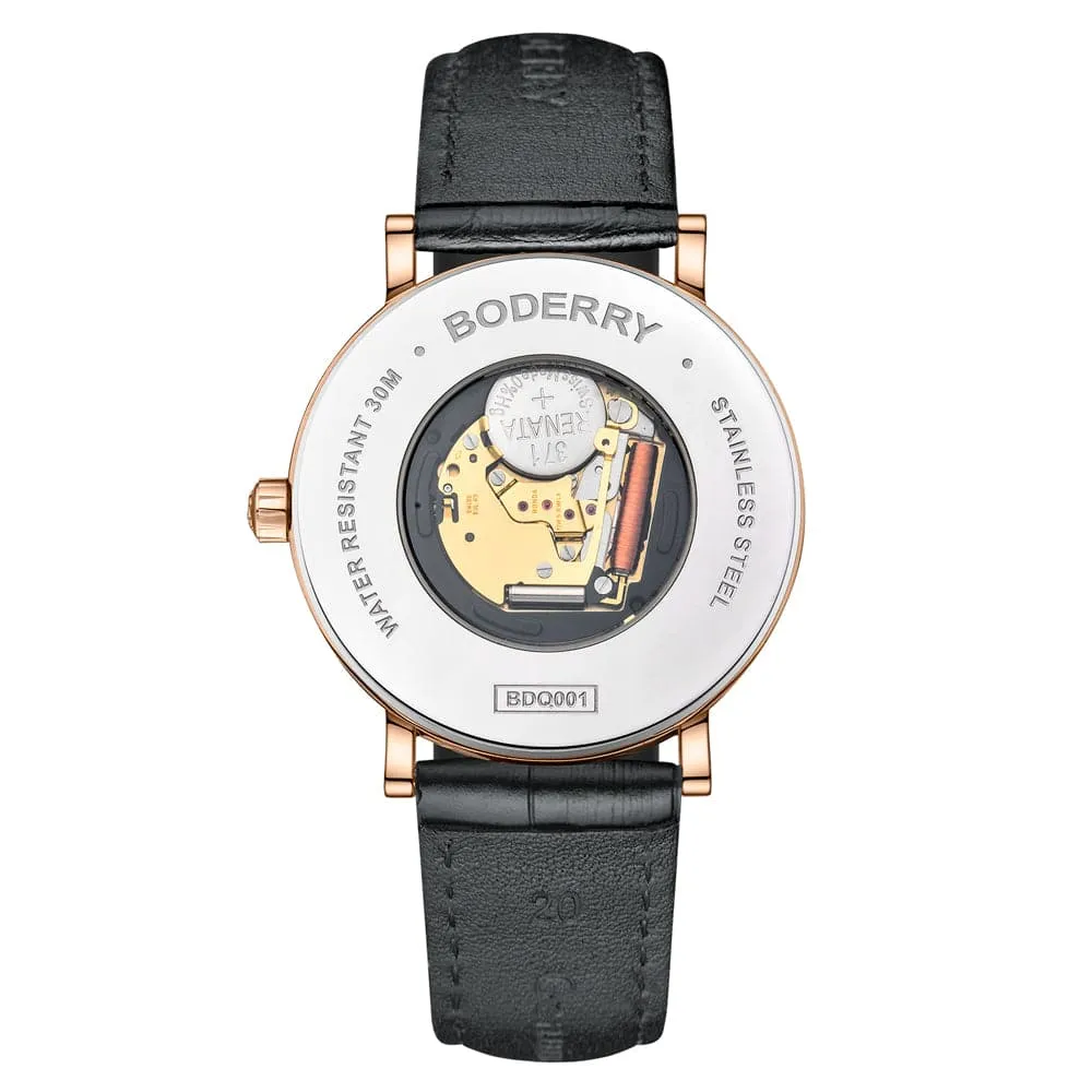 CLASSIC 40MM - Swiss Quartz Movement Watch | Rose-Gold Case & Brown Leather Strap