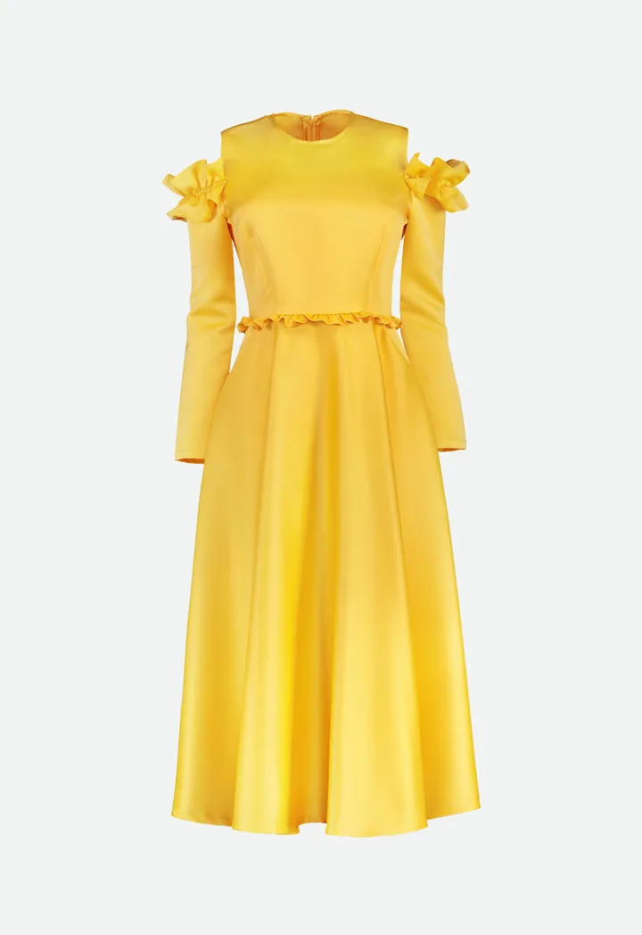 Cold Shoulder Frill Trim Dress
