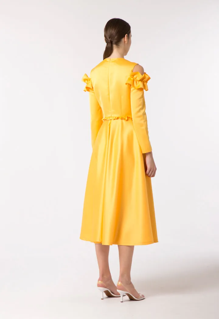 Cold Shoulder Frill Trim Dress
