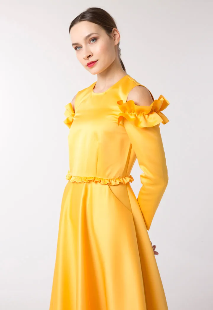 Cold Shoulder Frill Trim Dress
