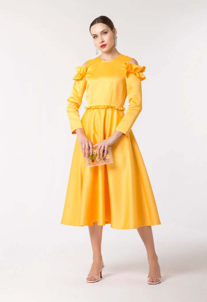 Cold Shoulder Frill Trim Dress