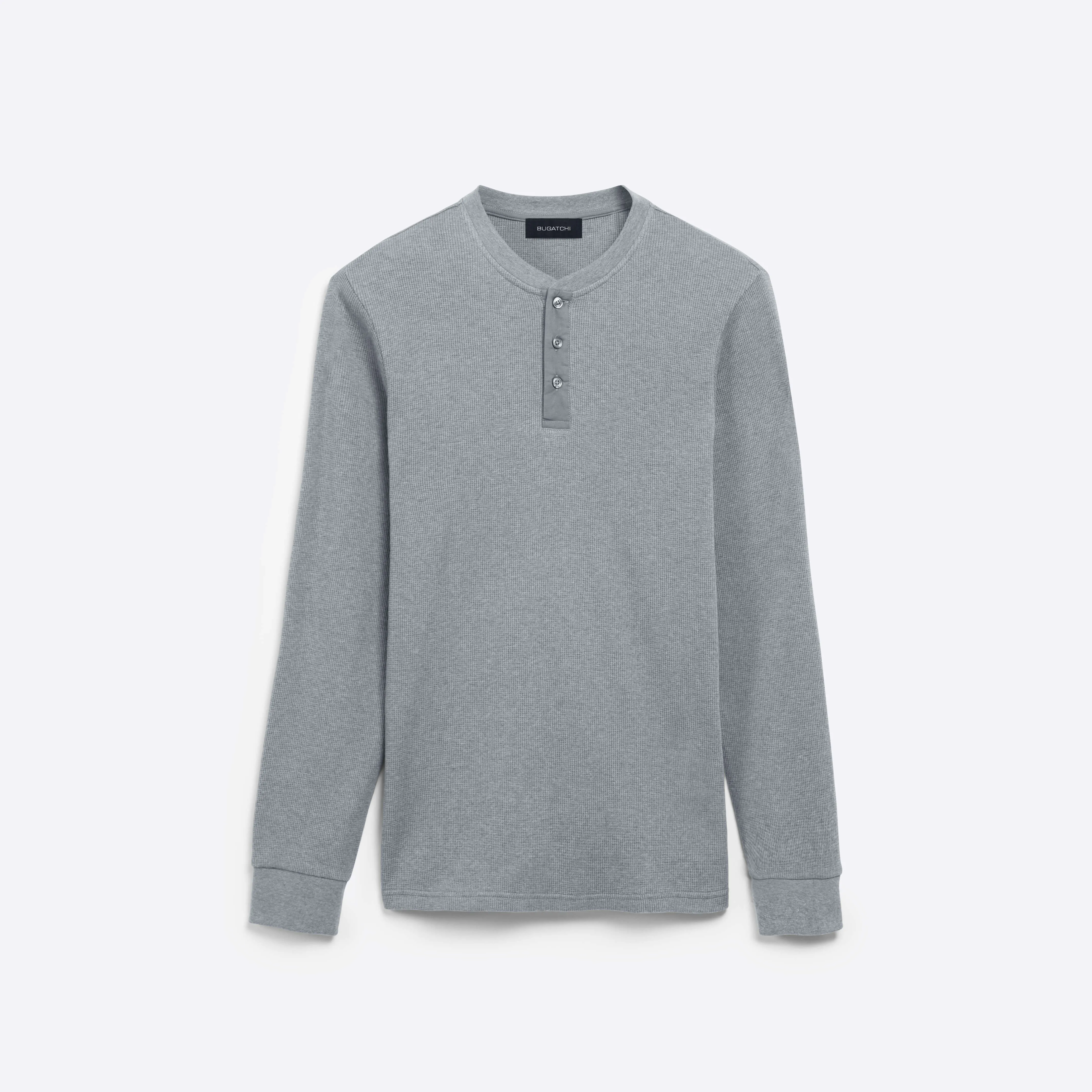 COMFORT Heather Waffle Knit Three Button Henley