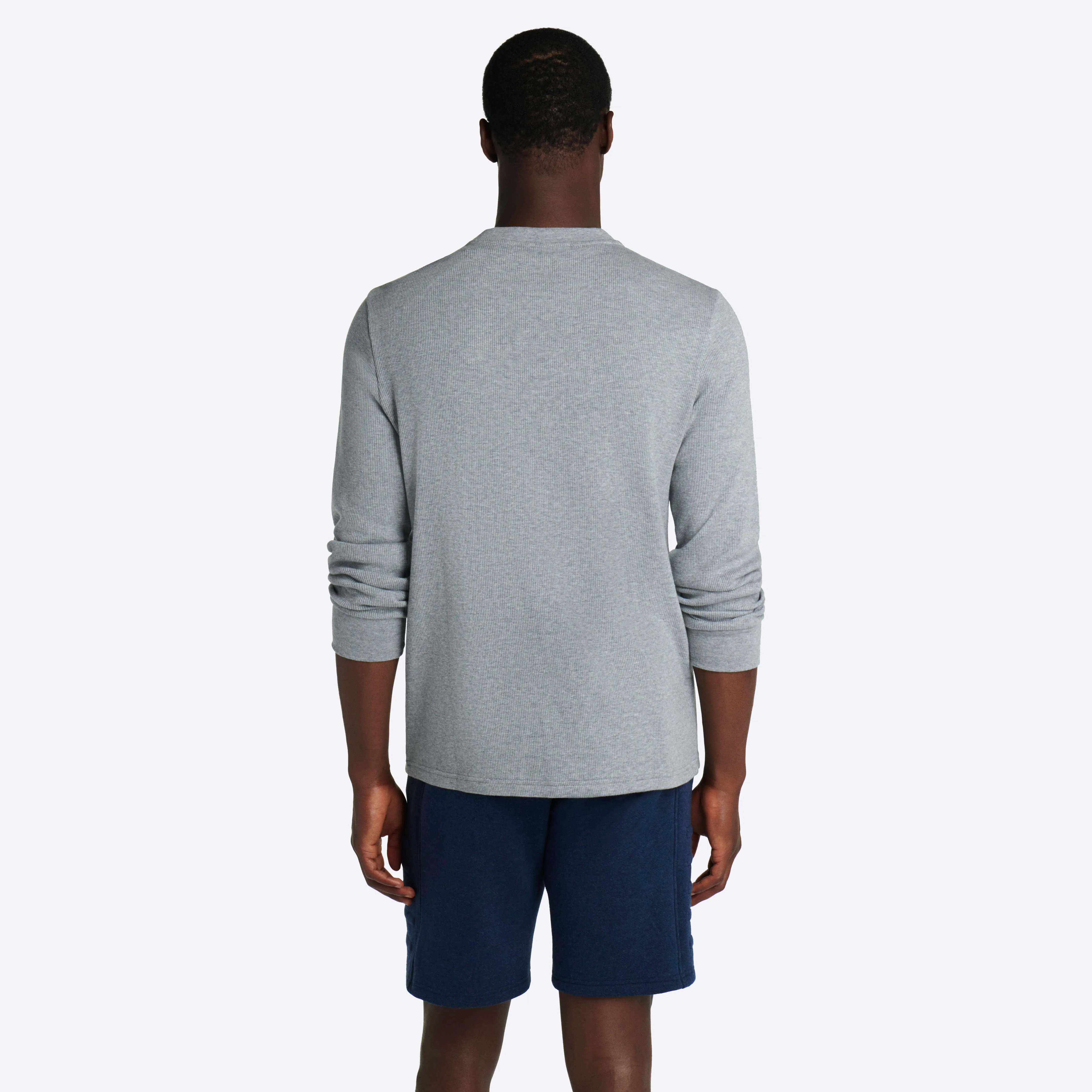 COMFORT Heather Waffle Knit Three Button Henley