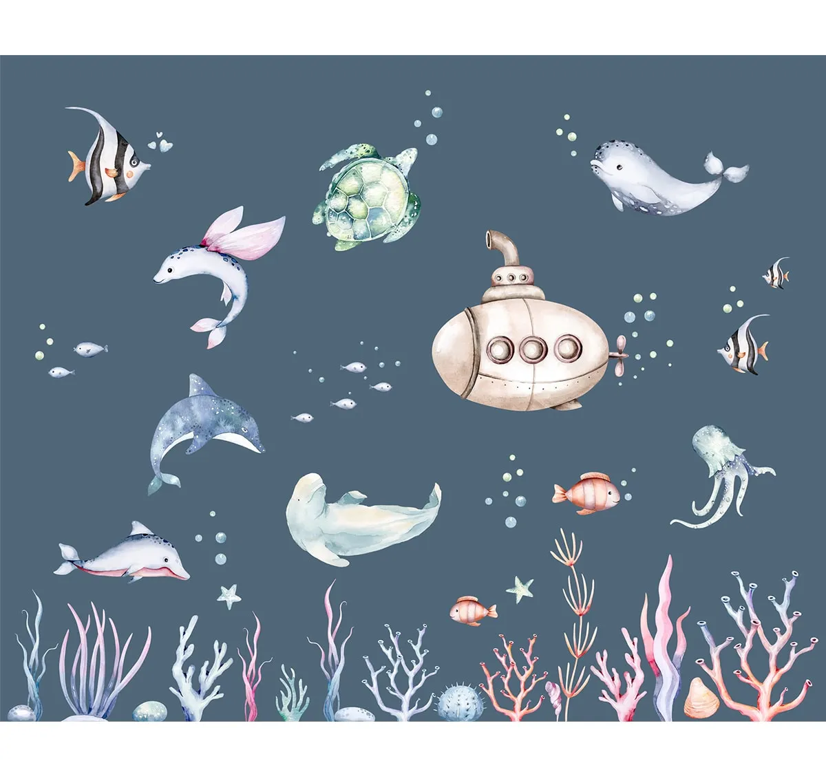 Cute Marine Life Customised Wallpaper Design for Kids Room