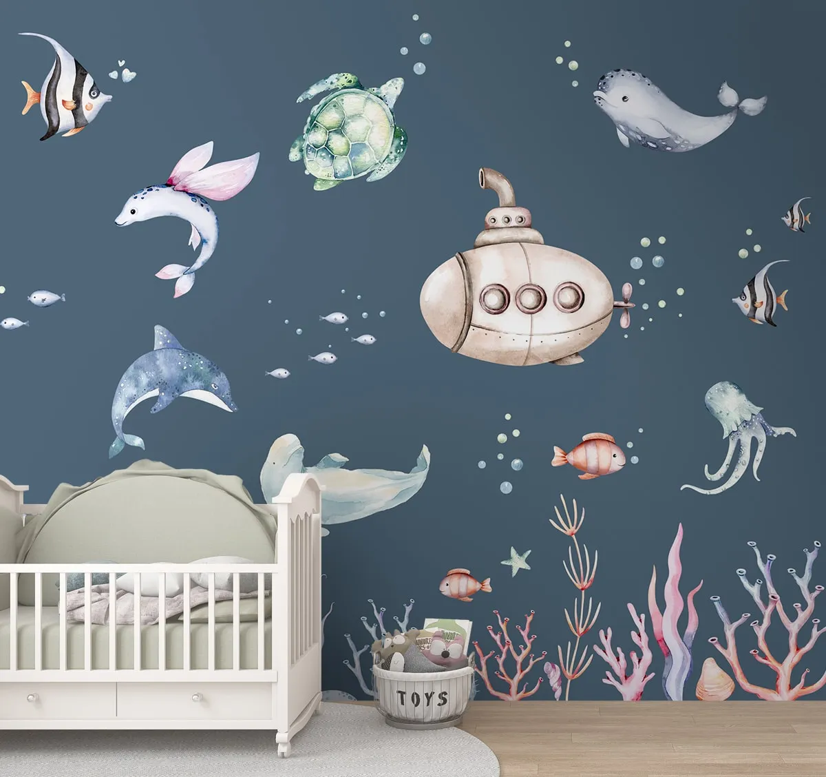 Cute Marine Life Customised Wallpaper Design for Kids Room