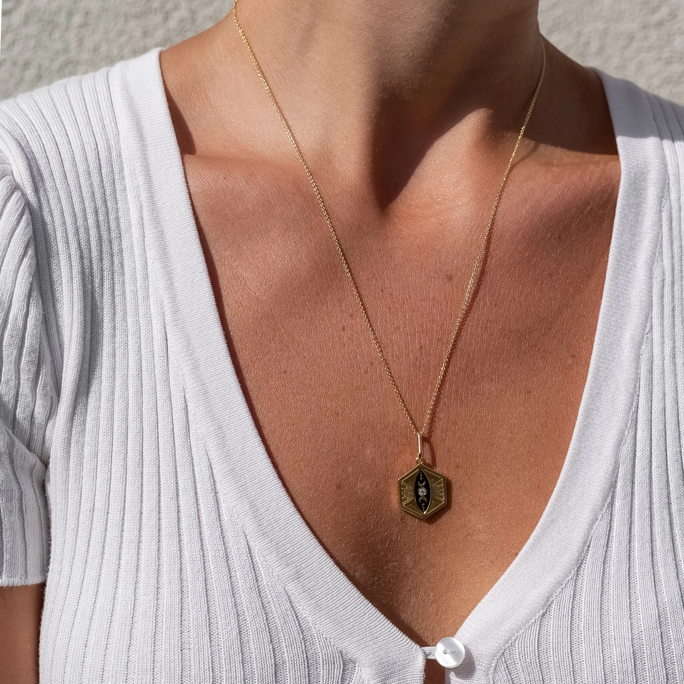 Divine Feminine Black Enamel Necklace