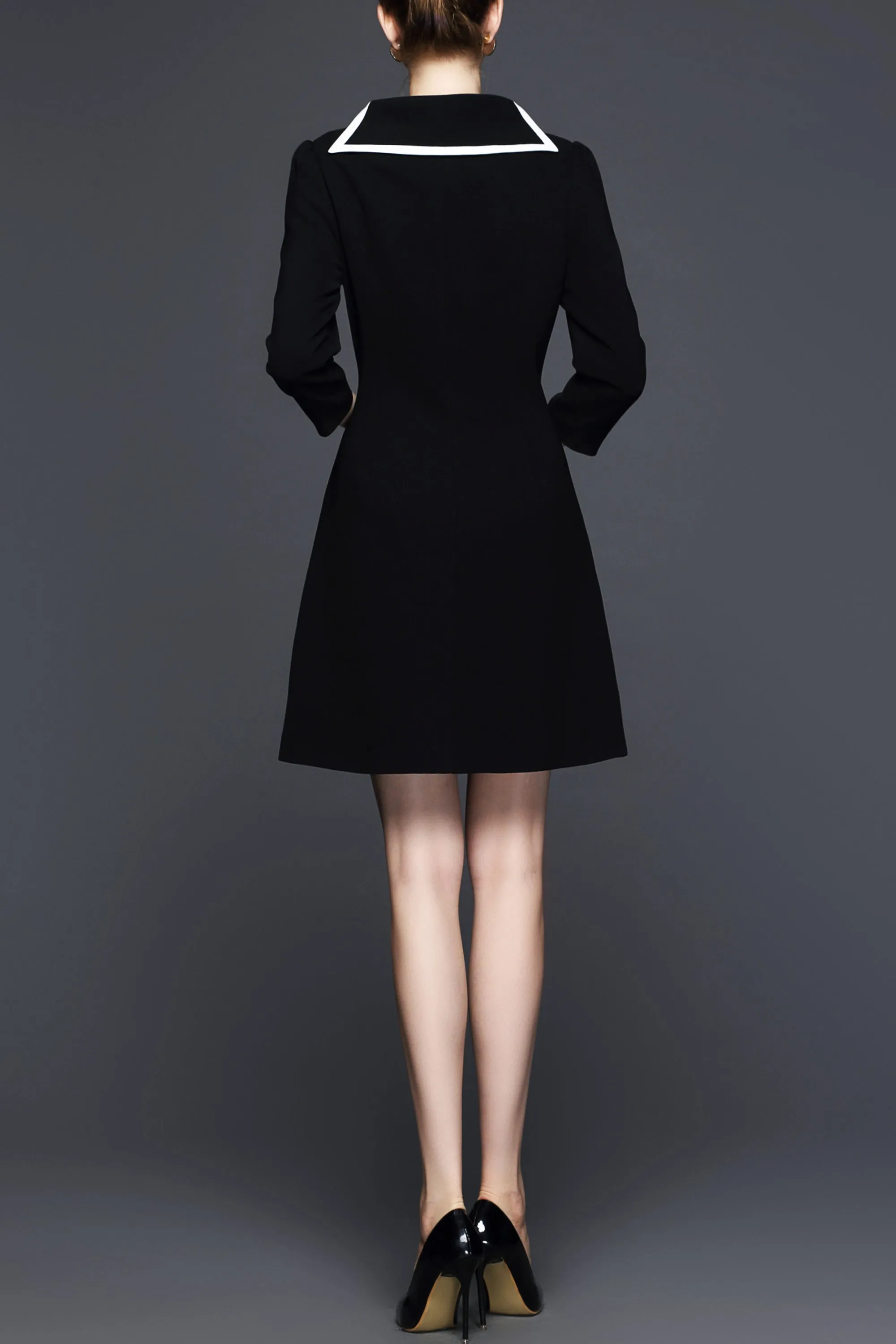DL Cici Elegant Black & White Velvet Dress
