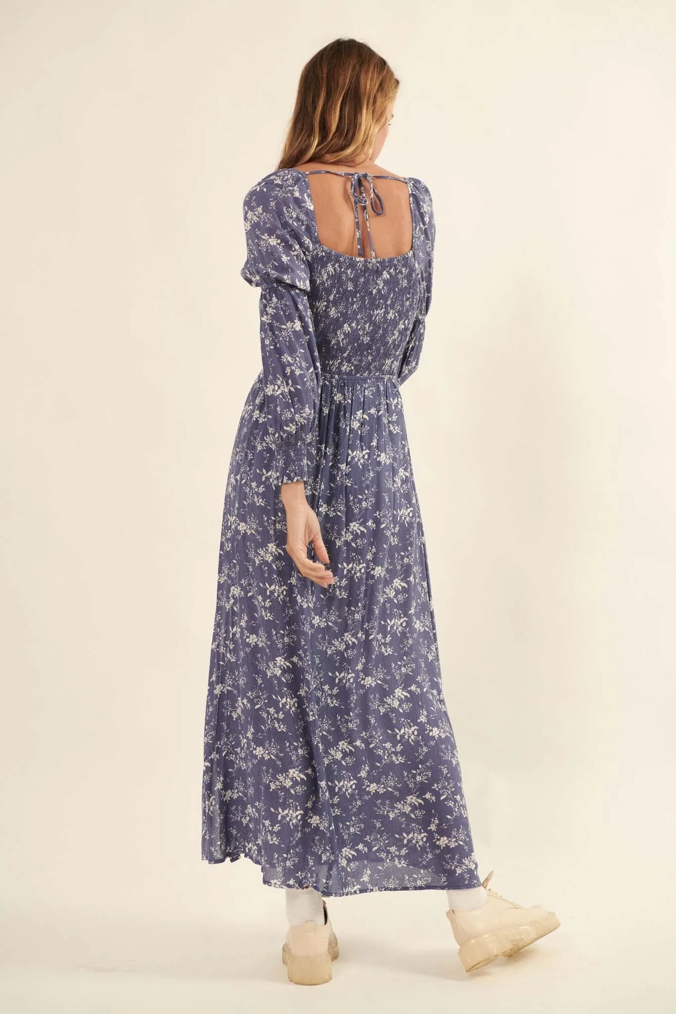 Elegant Embrace Floral Maxi Prairie Dress