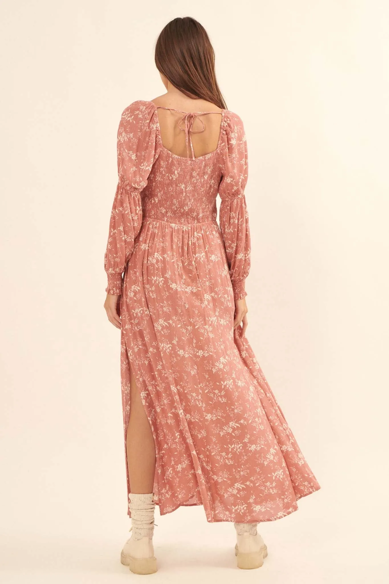 Elegant Embrace Floral Maxi Prairie Dress