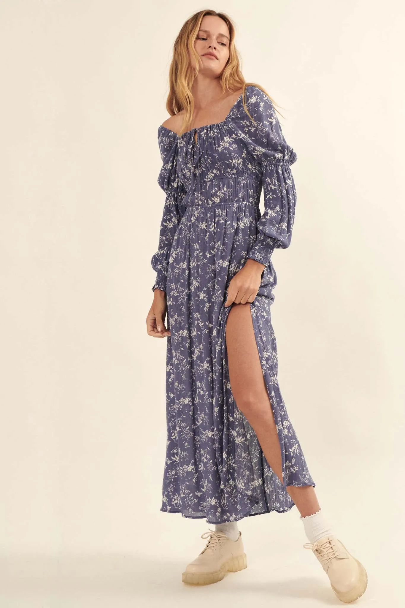 Elegant Embrace Floral Maxi Prairie Dress